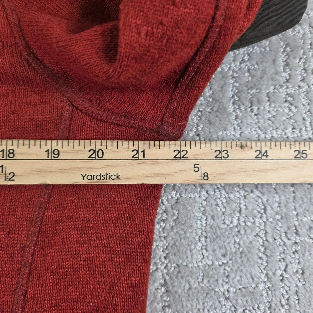 Eddie Bauer Mens Medium Quarter Zip Fleece Pullover Sweater Burnt Orange Pockets